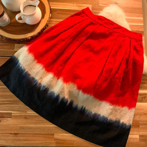 Michael Kors Colorblock Pleated Linen Skirt